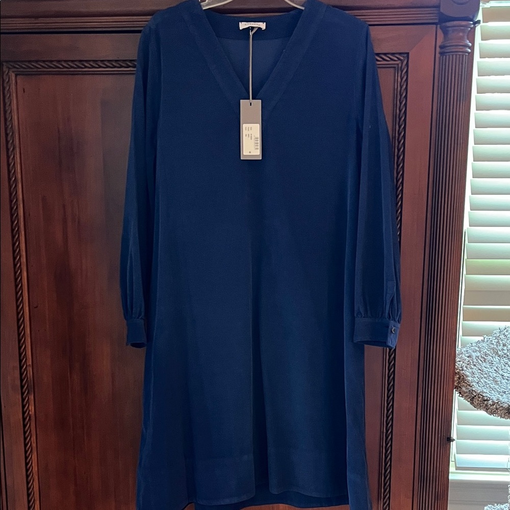 Elegant Navy Blue Women's Corduroy Dress